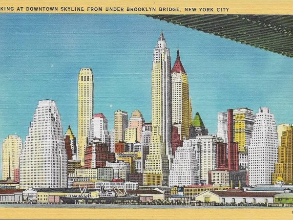 No. 3760 Downtown Skyline from under Brooklyn Bridge, ca1940s