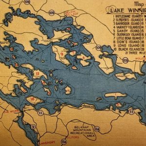 #4621 Map of Lake Winnipesaukee, NH 1940s