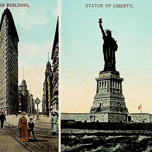 No. 5387 Flatiron Building & Statue of Liberty, ca1910