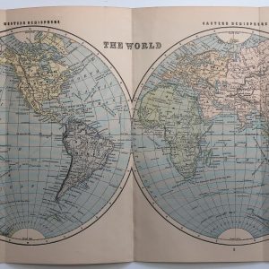 No.5292 Original 1892 Map of World Hemispheres