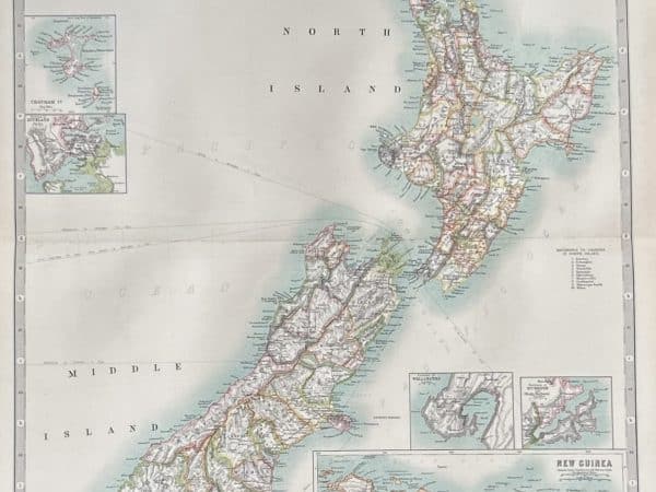 No.6285 Original 1908 Map of New Zealand