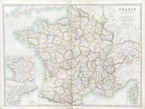 No.6292 Original 1909 Map of France