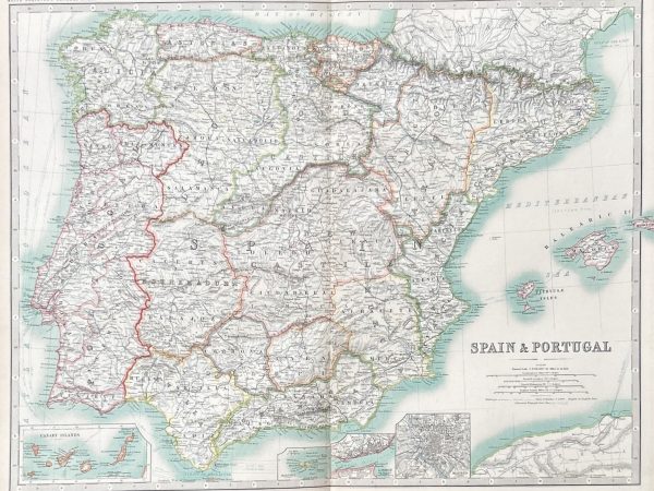 No.6293 Original 1909 Map of Spain & Portugal