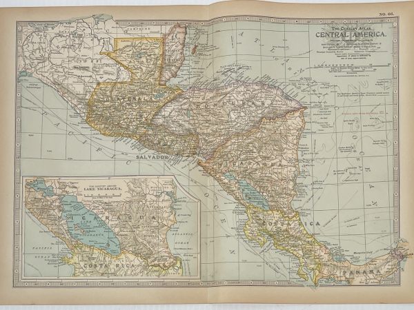 No. 6238 Original map of Central America 1911