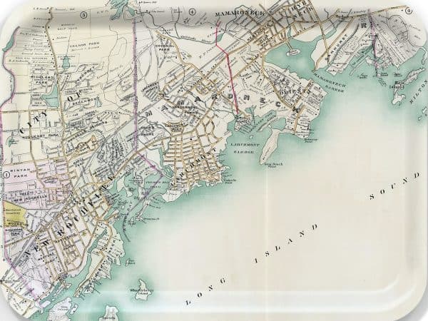 Wooden Serving Tray featuring 1914 Map of Larchmont + Mamaroneck