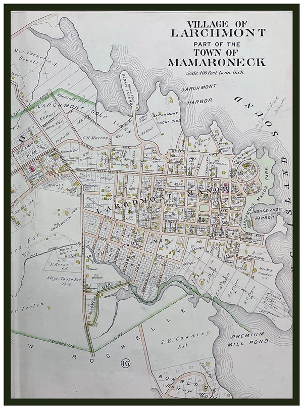 Vintage Map: Village of Larchmont, Part of the Town of Mamaroneck.